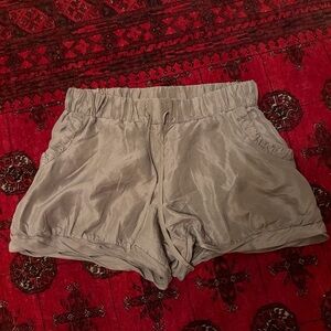 Anthropologie khaki silk lounge shorts
